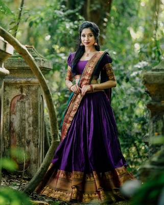 Purple Color Narayan Pet with Zari Weaving Work Lehenga choli 1