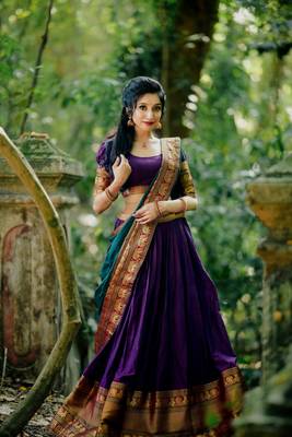 Purple Color Narayan Pet with Zari Weaving Work Lehenga choli 2