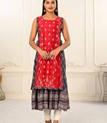 Purple Colour Ethnic Kurti With Jacket For Girlish Looks