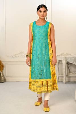 Yellow Colour Ethnic Kurti With Jacket For Girlish Looks 1