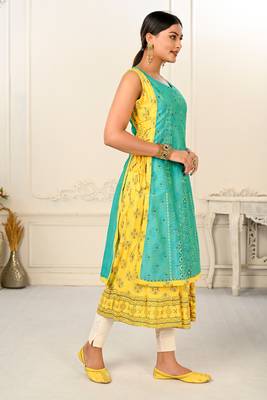 Yellow Colour Ethnic Kurti With Jacket For Girlish Looks 4