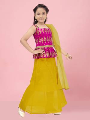 Aarika girls rani-yellow color lehenga choli set 2