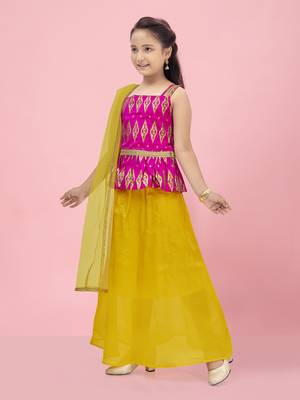 Aarika girls rani-yellow color lehenga choli set 3