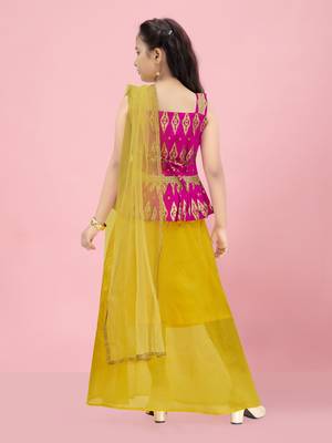 Aarika girls rani-yellow color lehenga choli set 4