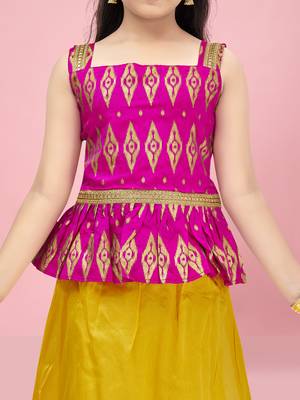 Aarika girls rani-yellow color lehenga choli set 5