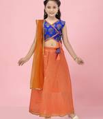 Aarika girls blue-orange color lehenga choli set