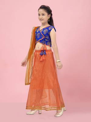 Aarika girls blue-orange color lehenga choli set 2