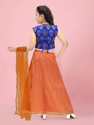 Aarika girls blue-orange color lehenga choli set 4
