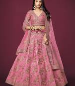 Ethnic Pink Colour Heavy Embroidered Wedding Looks Lehenga Choli