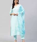 Ethnic Readymade Suit In Sky Blue Colour For Ethnic And Girlish Looks