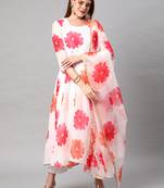 Ethnic Festive White Colour Beautiful Print Girlish Dress