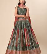 Dark Green Colour Jacquard Fabric Weaving Lehenga Choli