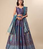 Navy blue Colour Jacquard Fabric Weaving Lehenga Choli