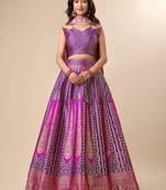 Purple Colour Jacquard Fabric Weaving Lehenga Choli