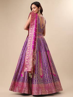 Purple Colour Jacquard Fabric Weaving Lehenga Choli 3