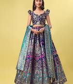 Navy blue Colour Jacquard Fabric Weaving Lehenga Choli