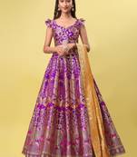 Purple Colour Jacquard Fabric Weaving Lehenga Choli