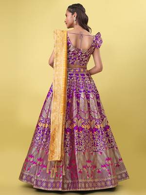 Purple Colour Jacquard Fabric Weaving Lehenga Choli 4
