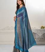  Blue Crepe Silk Blend Saree With Girlish Digital Print