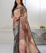  Grey Crepe Silk Blend Saree With Girlish Digital Print