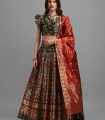 Black Colour Jacquard Fabric Weaving Lehenga Choli