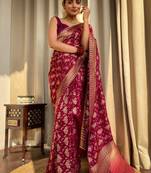 Maroon Colour Ethnic Copper Zari Designer Banarasi Silk Wedding Saree