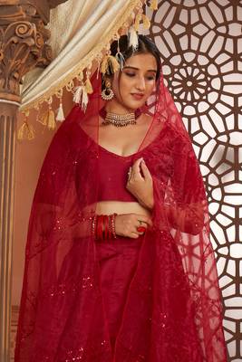 Taffeta Silk Maroon Color Designer Lehenga Choli 2