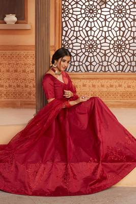 Taffeta Silk Maroon Color Designer Lehenga Choli 3
