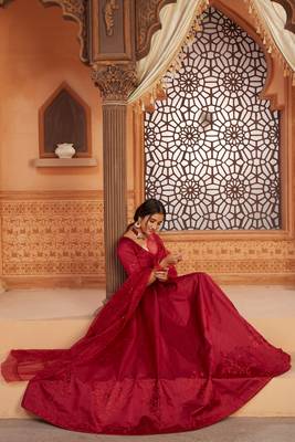 Taffeta Silk Maroon Color Designer Lehenga Choli 4
