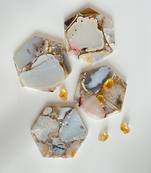 Brown Agate Hexagon Coaster (Set Of 4)