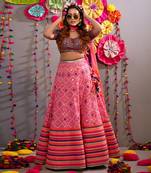 Woven Phulkari Lehenga Set