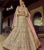 LIGHT YELLOW SEQUINCE RESHAM & ZARI EMBROIDERED GEORGETTE FESTIVE BRIDAL & PARTY WEAR SEMI STITCHED LEHENGA