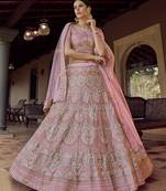 PINK SEQUINCE RESHAM & ZARI EMBROIDERED GEORGETTE FESTIVE BRIDAL WEDDING & PARTY WEAR SEMI STITCHED LEHENGA
