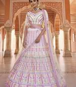 WHITE GOTA ZARKAN & THREAD EMBROIDERED ORGANZA FESTIVE BRIDAL WEDDING & PARTY WEAR SEMI STITCHED LEHENGA