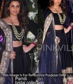 Parineeti Chopra Blue Velvet Bollywood Lehenga Choli.