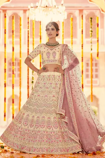 YELLOW SEQUINCE ZARKAN & THREAD EMBROIDERED CREPE FESTIVE BRIDAL WEDDING & PARTY WEAR SEMI STITCHED LEHENGA
