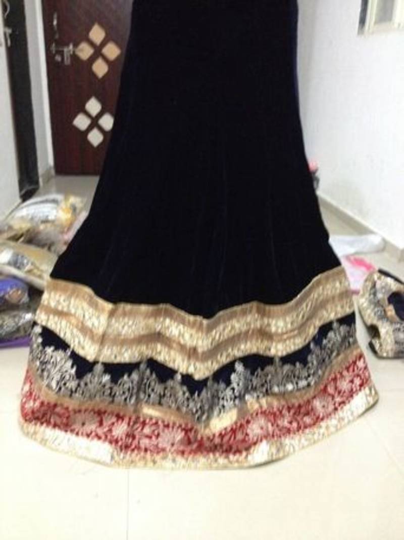 Parineeti Chopra Blue Velvet Bollywood Lehenga Choli.