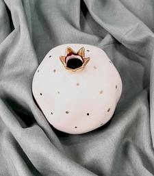 Opulent Aura: Handcrafted Off-White Pomegranate Home Decor with Gold-Plated Crown