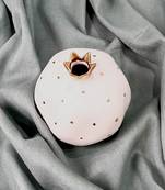 Opulent Aura: Handcrafted Off-White Pomegranate Home Decor with Gold-Plated Crown