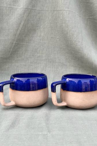 Lapis Lazuli Serenity: Hand-Painted Studio Pottery Ceramic Cuddle Mug Inspired by Calming Blue Hues
