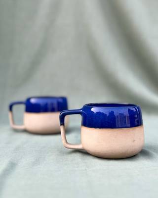 Lapis Lazuli Serenity: Hand-Painted Studio Pottery Ceramic Cuddle Mug Inspired by Calming Blue Hues 2