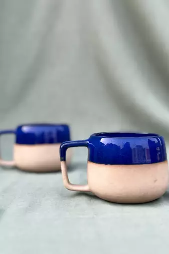 Lapis Lazuli Serenity: Hand-Painted Studio Pottery Ceramic Cuddle Mug Inspired by Calming Blue Hues