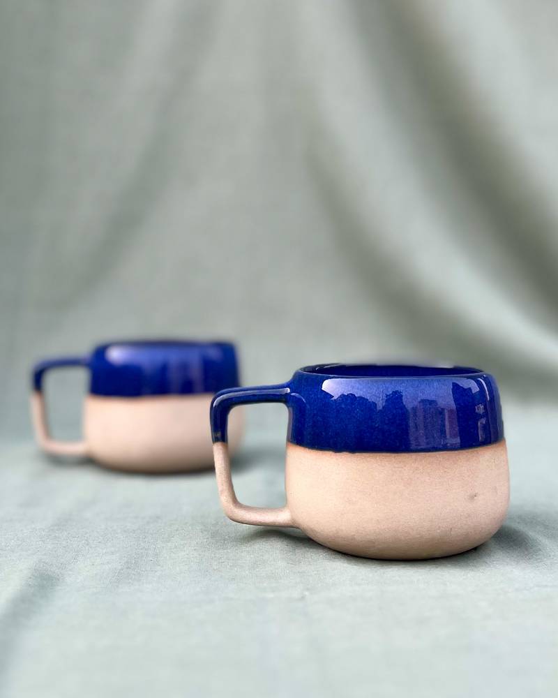 Lapis Lazuli Serenity: Hand-Painted Studio Pottery Ceramic Cuddle Mug Inspired by Calming Blue Hues