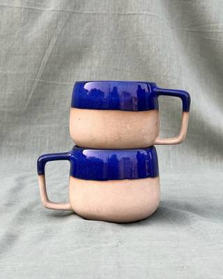 Lapis Lazuli Serenity: Hand-Painted Studio Pottery Ceramic Cuddle Mug Inspired by Calming Blue Hues 3