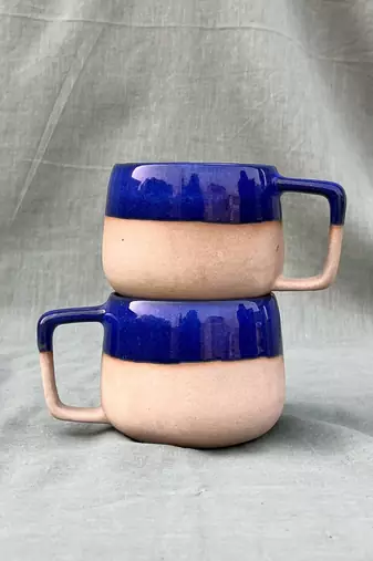 Lapis Lazuli Serenity: Hand-Painted Studio Pottery Ceramic Cuddle Mug Inspired by Calming Blue Hues