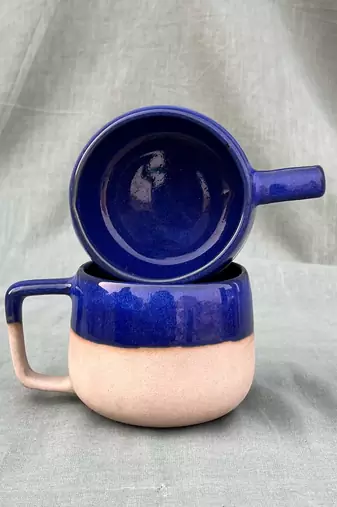 Lapis Lazuli Serenity: Hand-Painted Studio Pottery Ceramic Cuddle Mug Inspired by Calming Blue Hues
