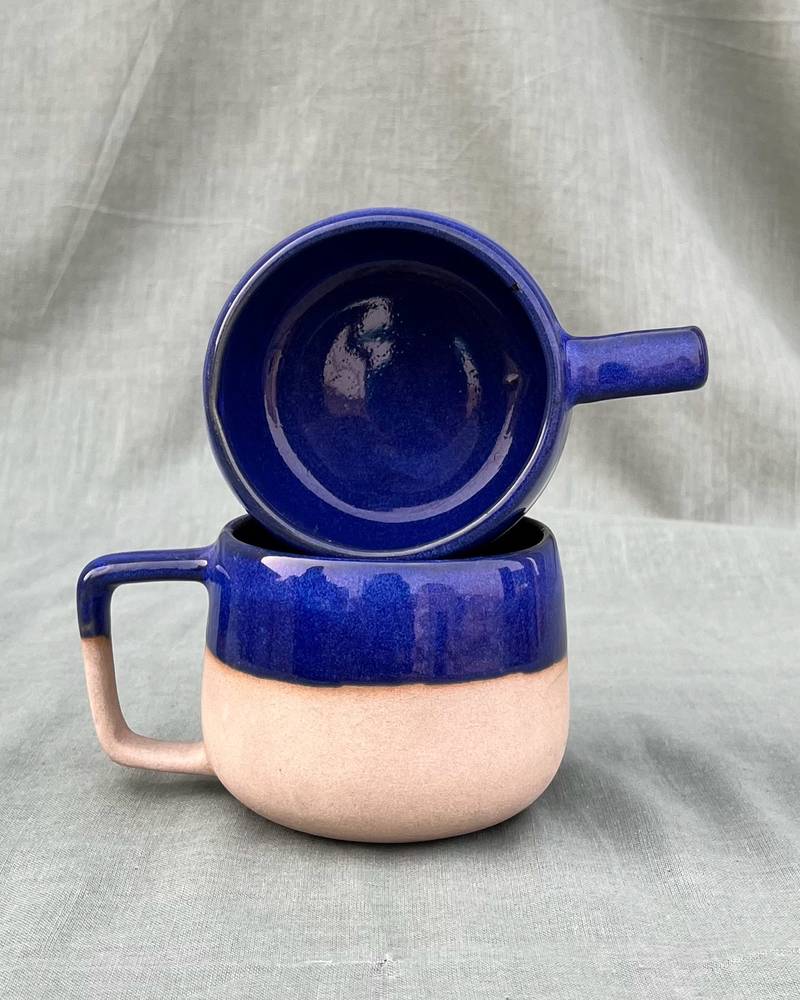 Lapis Lazuli Serenity: Hand-Painted Studio Pottery Ceramic Cuddle Mug Inspired by Calming Blue Hues