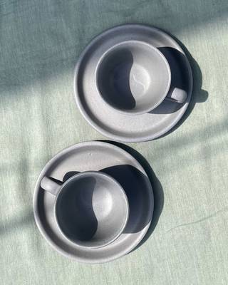 Minimalist Elegance: Handmade Dark Gray Matt Finish Espresso Cup and Saucer Set for Short Macchiato 4