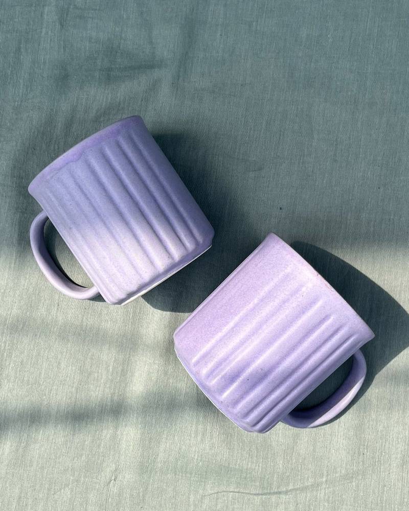 Artisanal Tranquility: Studio Pottery Ceramic Lavender Serenity Mug with Matte Finish