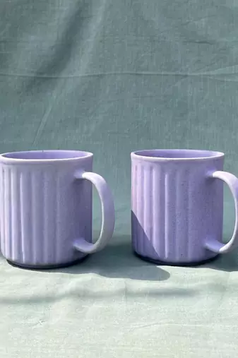Artisanal Tranquility: Studio Pottery Ceramic Lavender Serenity Mug with Matte Finish